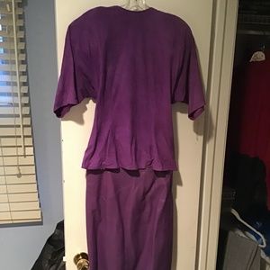 Vakko suede lavender top and matching leather skirt
